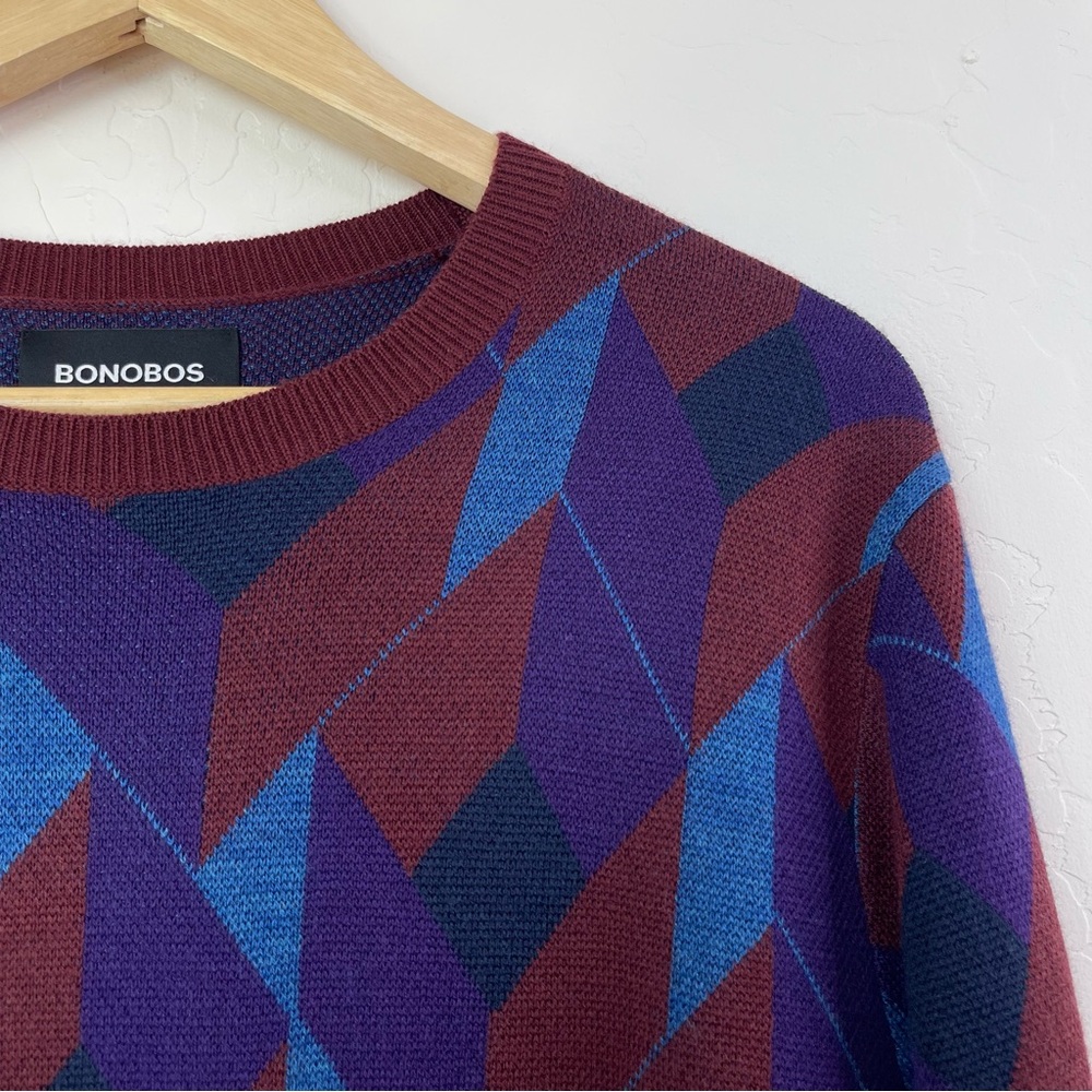 Bonobos Men’s Geometric Patterned Extra Fine Merino Wool Crewneck Sweater Small - Picture 5 of 15